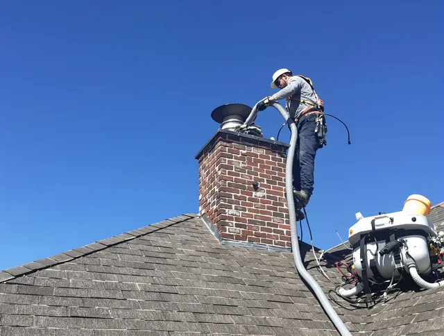 Dedicated Meriden Chimney Sweep team member cleaning a chimney in Meriden, CT