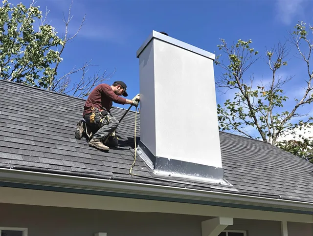 Meriden Chimney Sweep team member finishing chimney construction in Meriden, CT