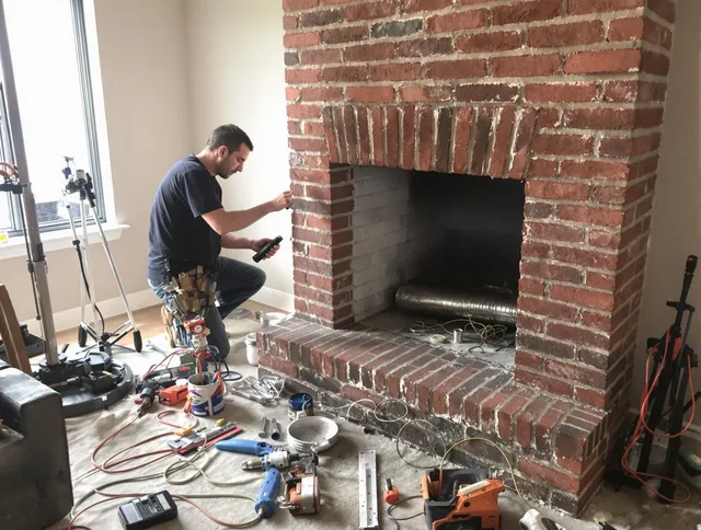 Meriden Chimney Sweep specialist finalizing chimney liner service in Meriden, CT