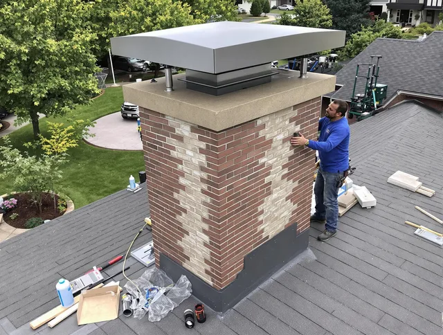 Meriden Chimney Sweep team working on a custom chimney remodel in Meriden, CT