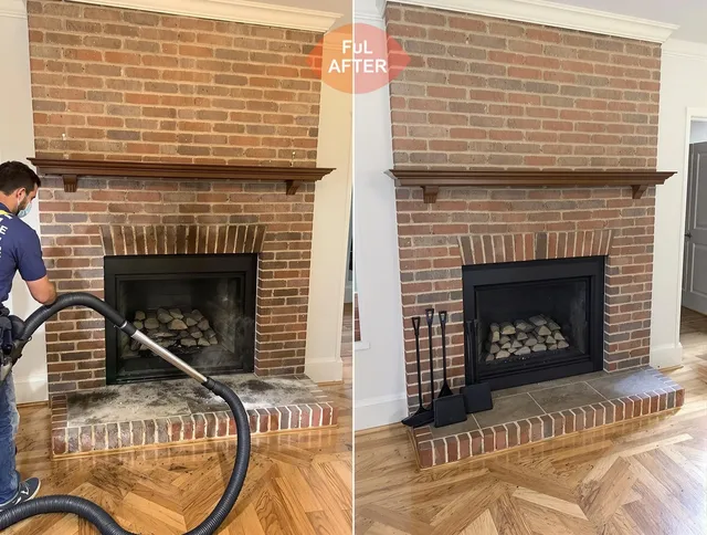 Meriden Chimney Sweep carefully sanitizing a fireplace in Meriden, CT