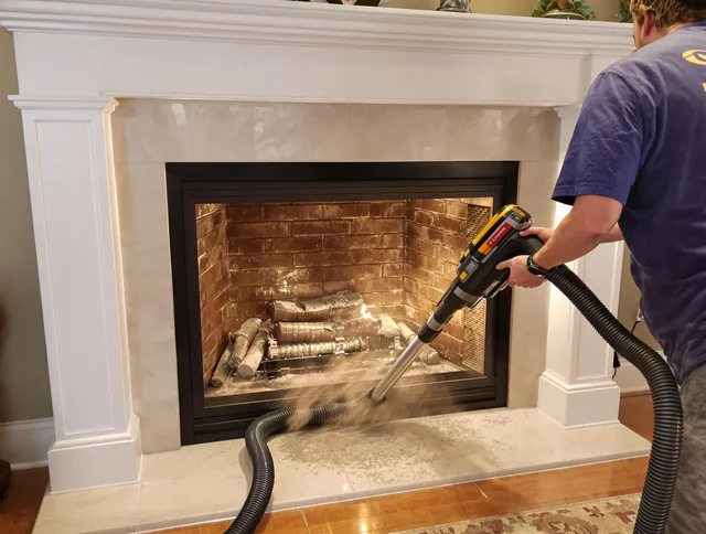 Fireplace cleaning performed by Meriden Chimney Sweep in Meriden, CT