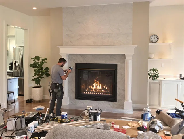 Newly installed fireplace by Meriden Chimney Sweep in Meriden, CT
